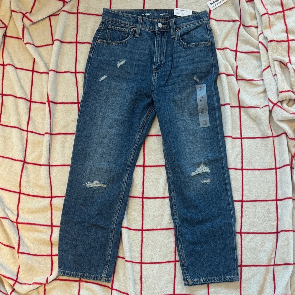 Old Navy Men's Relaxed Fit Distressed Blue Jeans